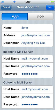 iPhone Email Settings